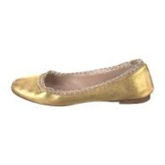 Authentic Chloe Lambskin Leather Ballet Flat, Metallic Gold - Picture 2 of 7
